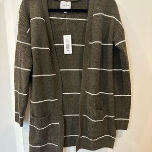 Brand new Pink Rose olive green cardigan